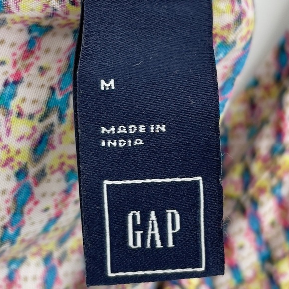 GAP Maxi Dress Tie Waist Sleeveless V-Neck Pockets Mixed Print Rayon Pink | Sz M - Picture 13 of 14